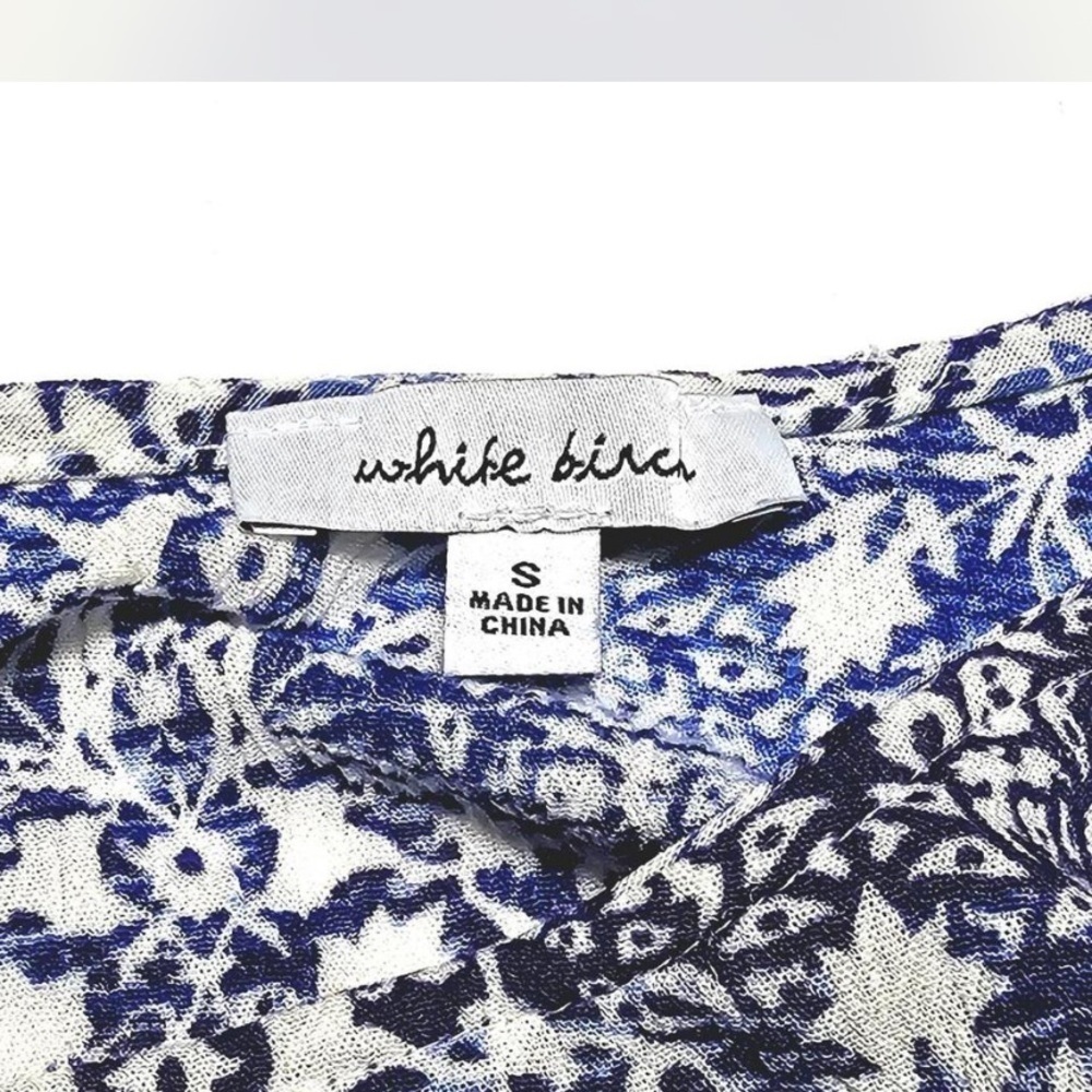 White Birch Boho Long sleeve Blue/White Mini Dress, Size  S